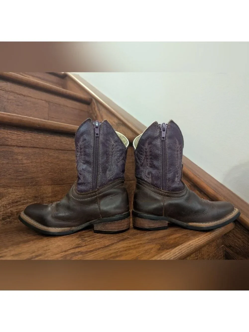 Cowgirl Boots Caballo Dorado Western boots Kids Sz 10 purple & brown leather